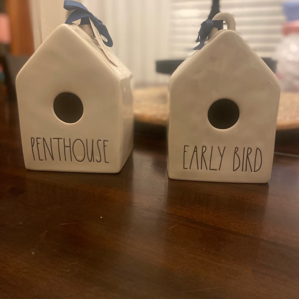 Rae Dunn 2 birdhouses